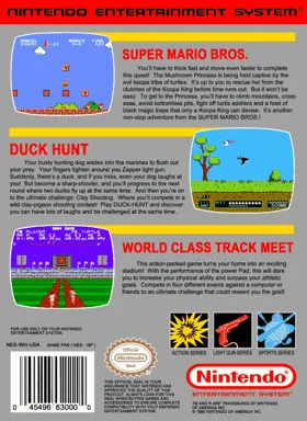 Super Mario Bros. + Duck Hunt + World Class Track Meet (USA) (Rev 1) box cover back